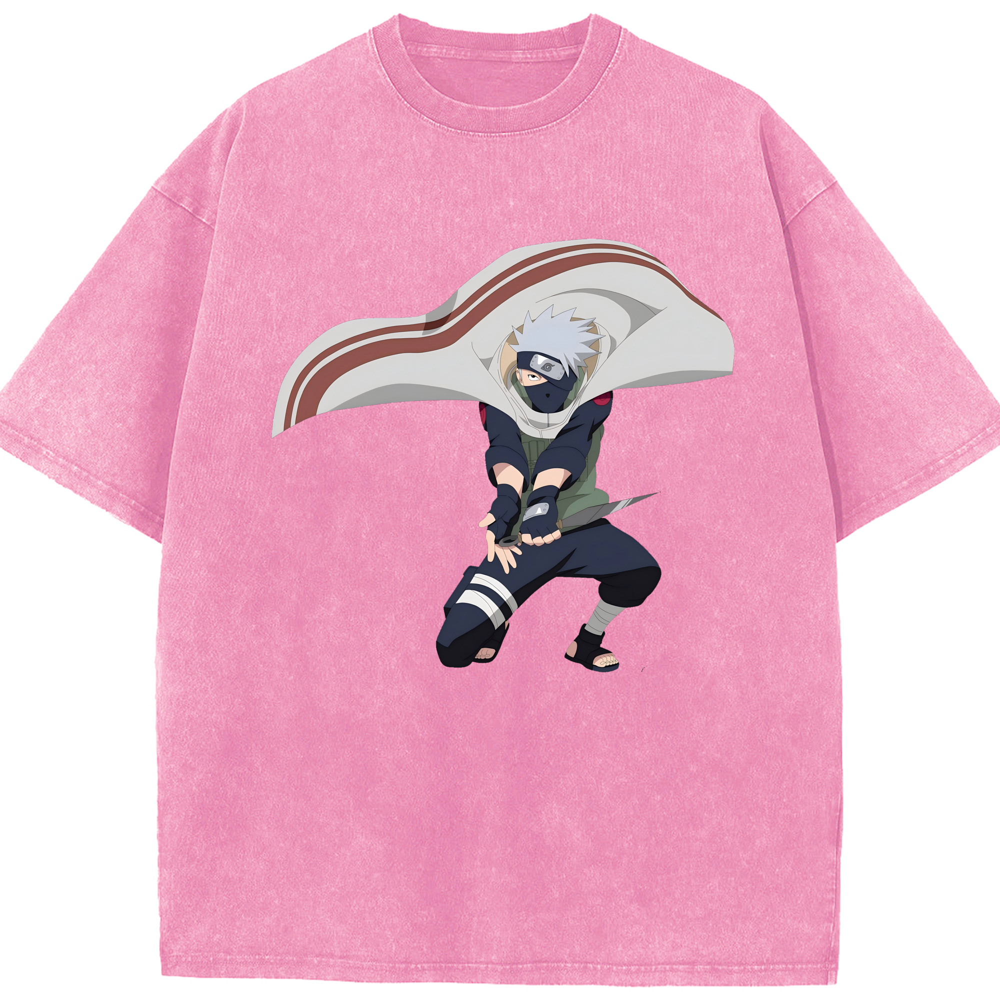 （画像用） NARUTO -ナルト- はたけ カカシ Hatake Kakashi 綿100% ヴィンテージ風 半袖Tシャツ（フロントプリント）